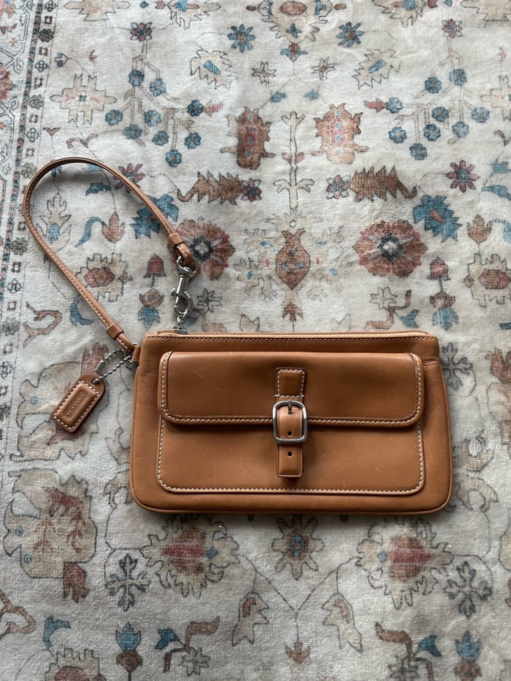 Coach Tan Leather Wristlet Clutch